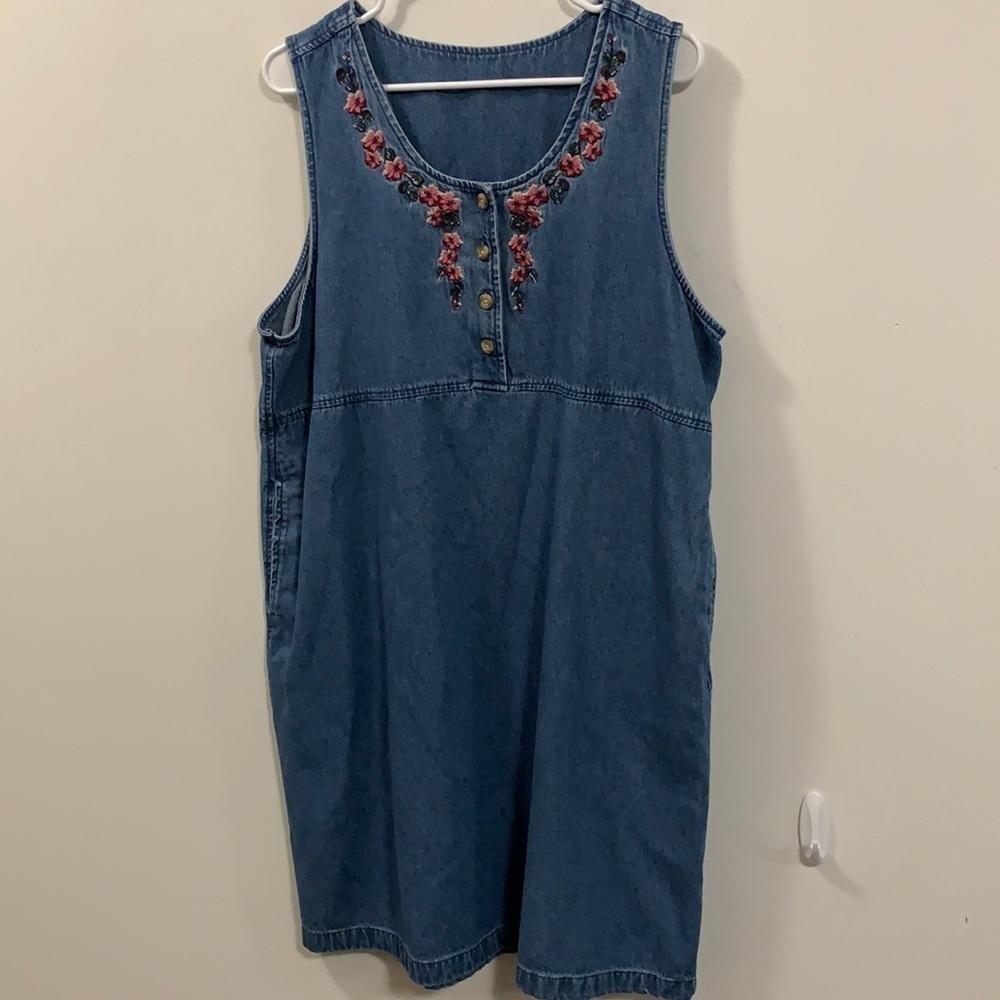 Sleeveless embroiderd Jean dress Classic Elements, Size XL, see measurements